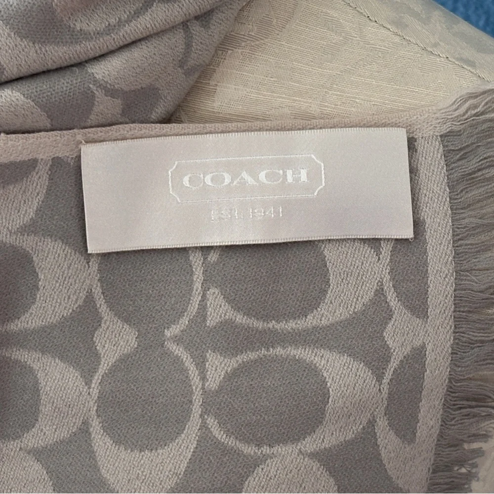 Coach Grey/Silver Patterned Scarf - Picture 3 of 7